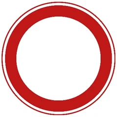 Señal C1: Cerrado en ambos sentidos para vehículos, jinetes y conductores de animales