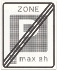 Señal E11: Fin de la zona de disco de estacionamiento