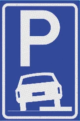 Señal E8b: Estacionamiento con dos ruedas sobre la acera