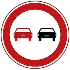 Señal F1: Prohibido que los vehículos de motor se adelanten entre sí