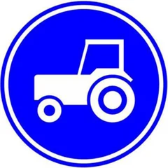 Señal F11: Uso obligatorio de carril para ser adelantado, solo para tractores, vehículos de velocidad limitada y máquinas móviles