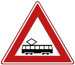 Señal J14: Tranvía (cruce de tranvía)